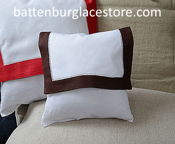 Envelope Pillow.Baby size 8 in. White with French Roast color.